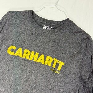 Carhartt Mens Long Sleeve T Shirt Loose Fit Grey Graphic Tee "CARHARTT EST 1889"